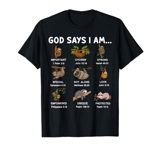 Toddler Boys Sloth-Shirt God Say I Am Christian Son Brother T-Shirt
