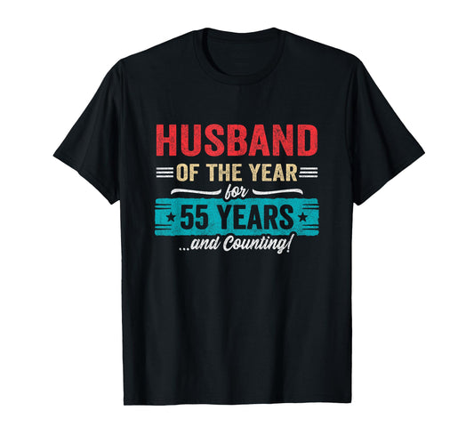 Couples Married 55 Years - Husband 55th Wedding Anniversary T-Shirt