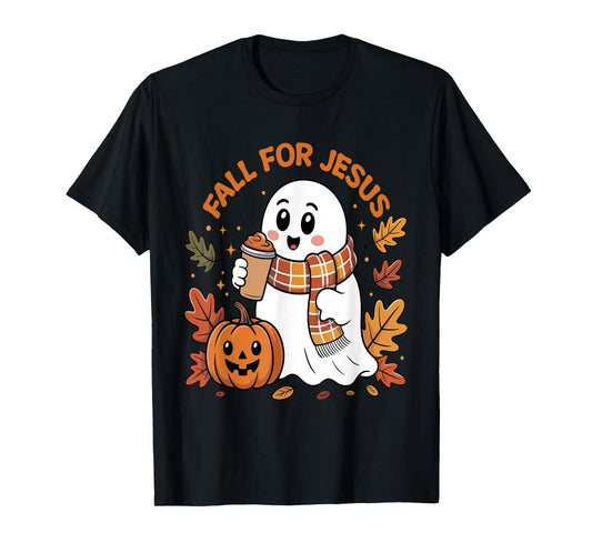 Fall for Jesus Christian Autumn Cute Ghost Pumpkin T-Shirt