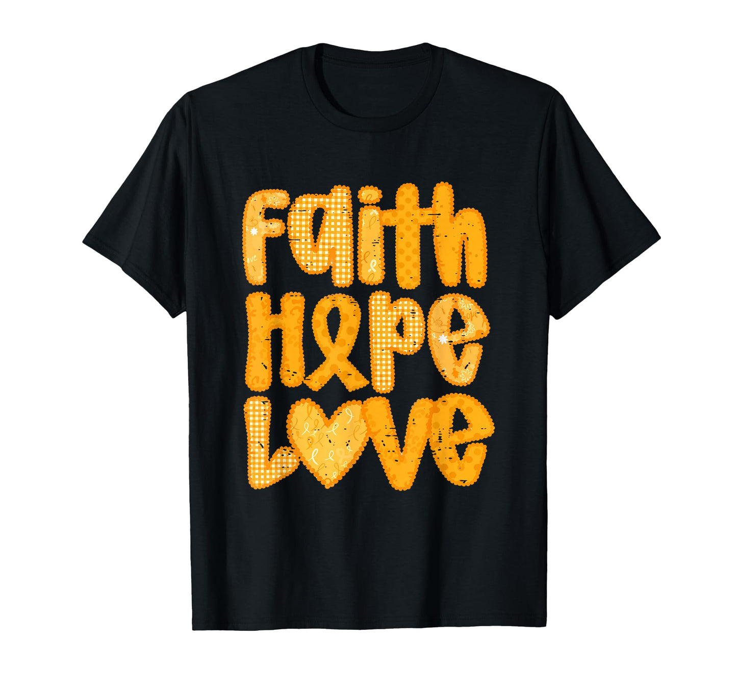 Faith Hope Love Childhood Cancer Awareness Month Gold Ribbon T-Shirt