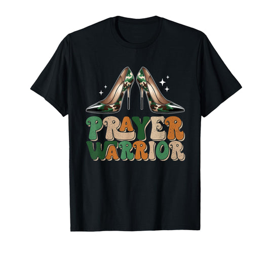 Camo Heels Prayer Warrior Faith God Christian Women T-Shirt