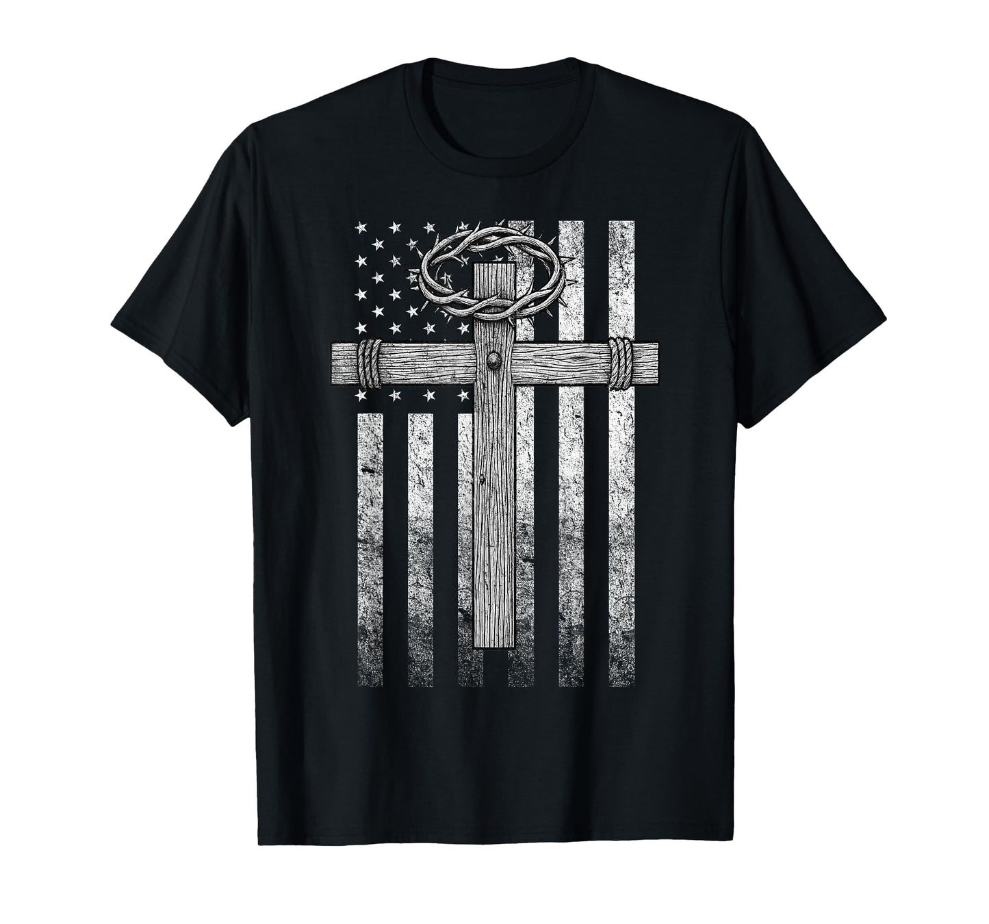 American Flag Christian Cross and Crown T-Shirt