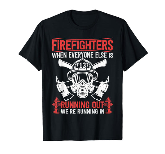 Firefighter Volunteer Fireman Running in - Firefighter T-Shirt