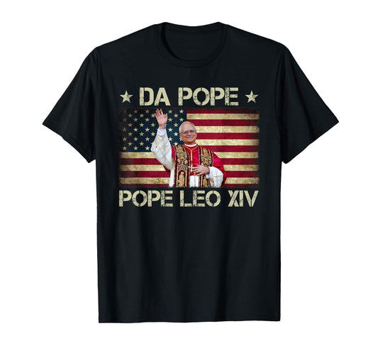 Da Pope - Pope Leo XIV Cardinal Robert Prevost American Flag T-Shirt