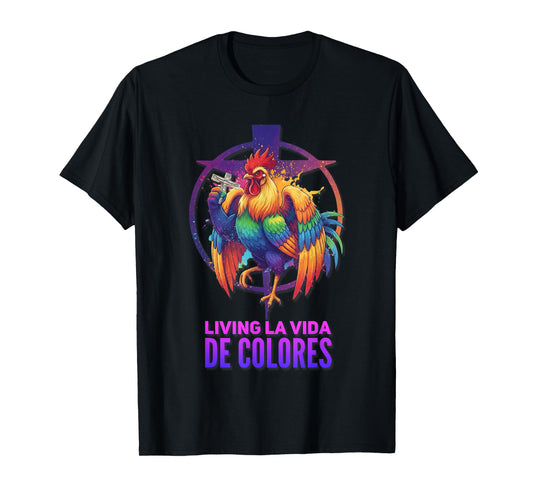 DeColores Cursillo Rainbow Rooster Catholic T-Shirt