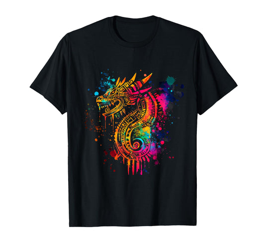 Aztec God Artwork Mayan Toltec Inca Feathered Serpent T-Shirt