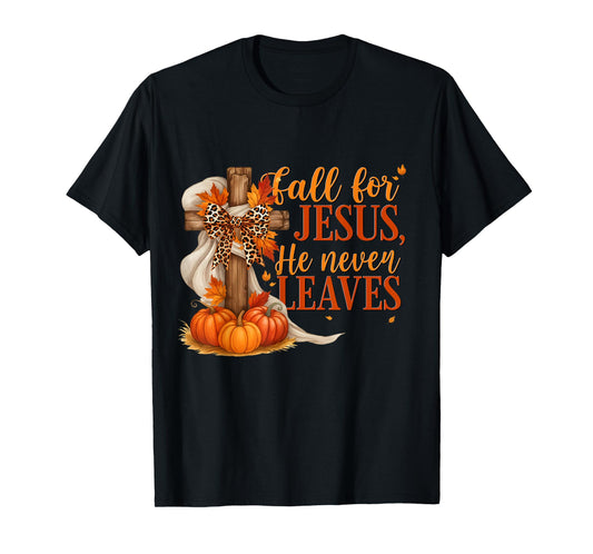Fall for Jesus He Never Leaves Pumpkin Costume Women Men T-Shirt