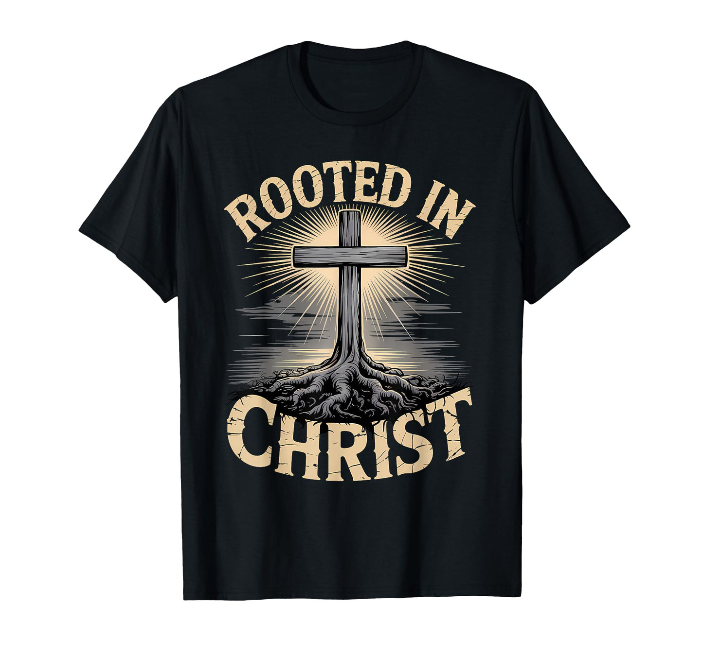 Rooted in Christ Jesus Cross Christian Faith T-Shirt