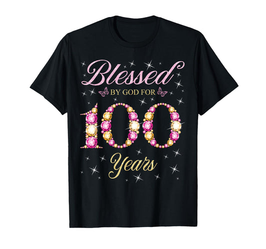 Blessed By God For 100 Years Old 100th Birthday Party Queen T-Shirt