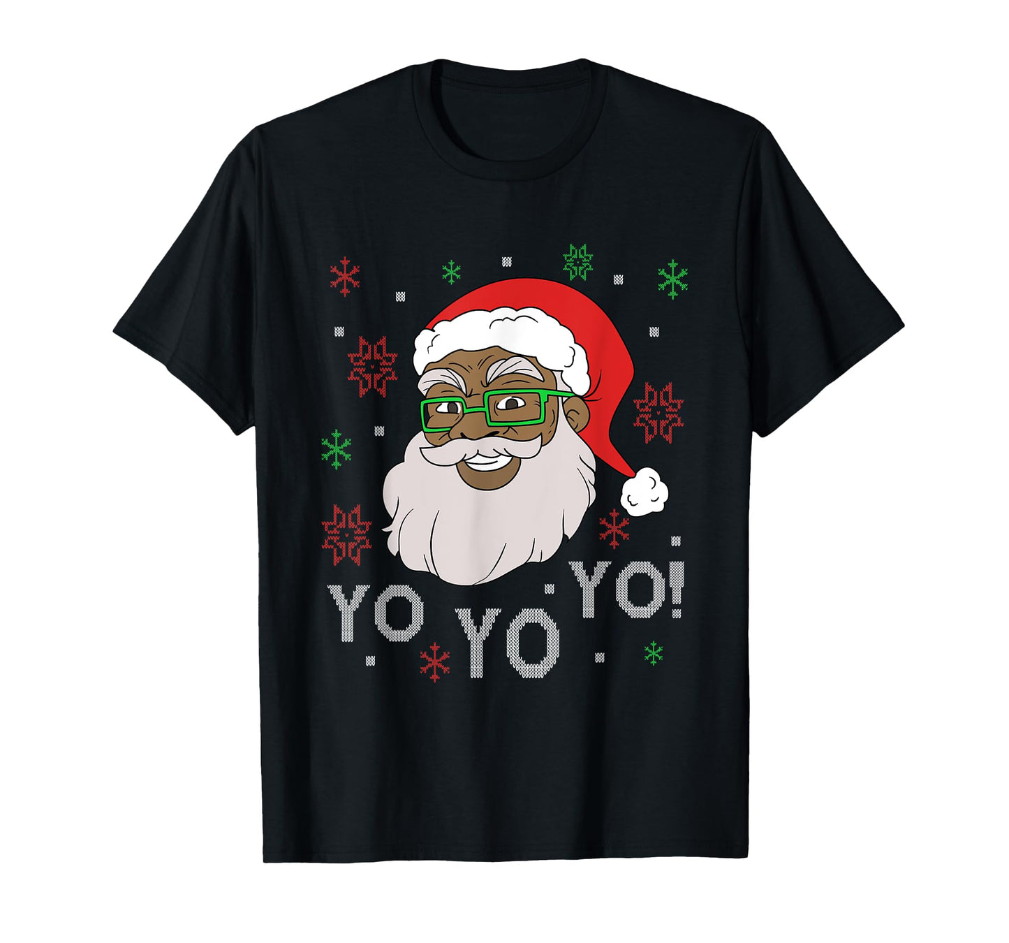 Black Funny Santa Claus Christmas Yo Yo Yo Xmas Costume T-Shirt