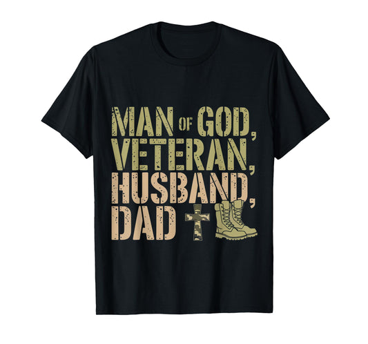 Man Of God Veteran Husband Dad Christian Jesus Camouflage T-Shirt
