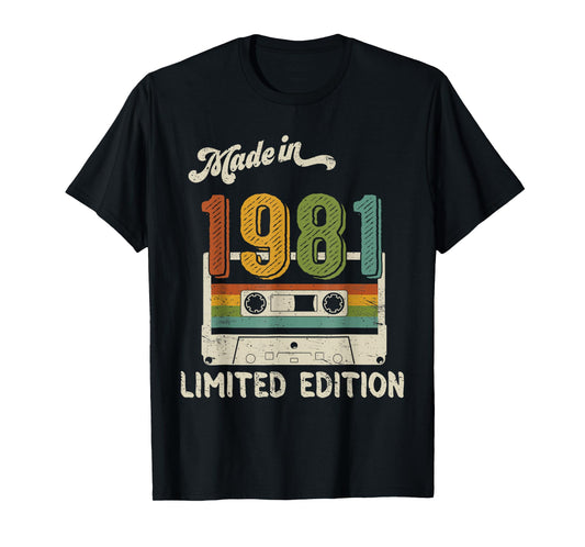 Made In 1981 Limited Edition Retro Cassette 44th Birthday T-Shirt