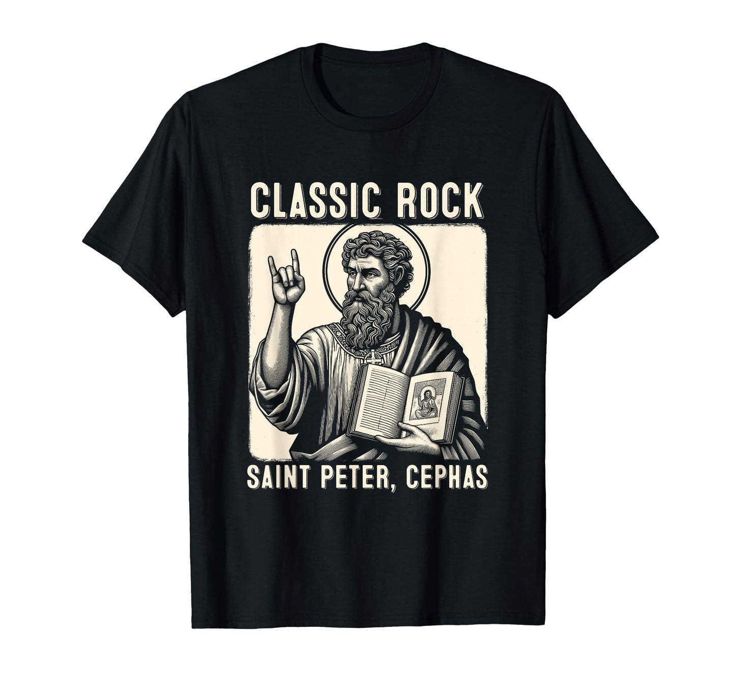 Saint Peter Classic Rock Catholic Vibe Petros Upon this Rock T-Shirt