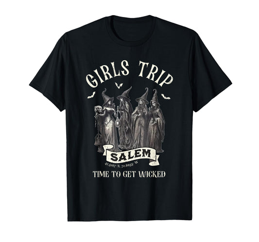 Vintage Girls Trip to Salem Time To Get Wicked Halloween T-Shirt