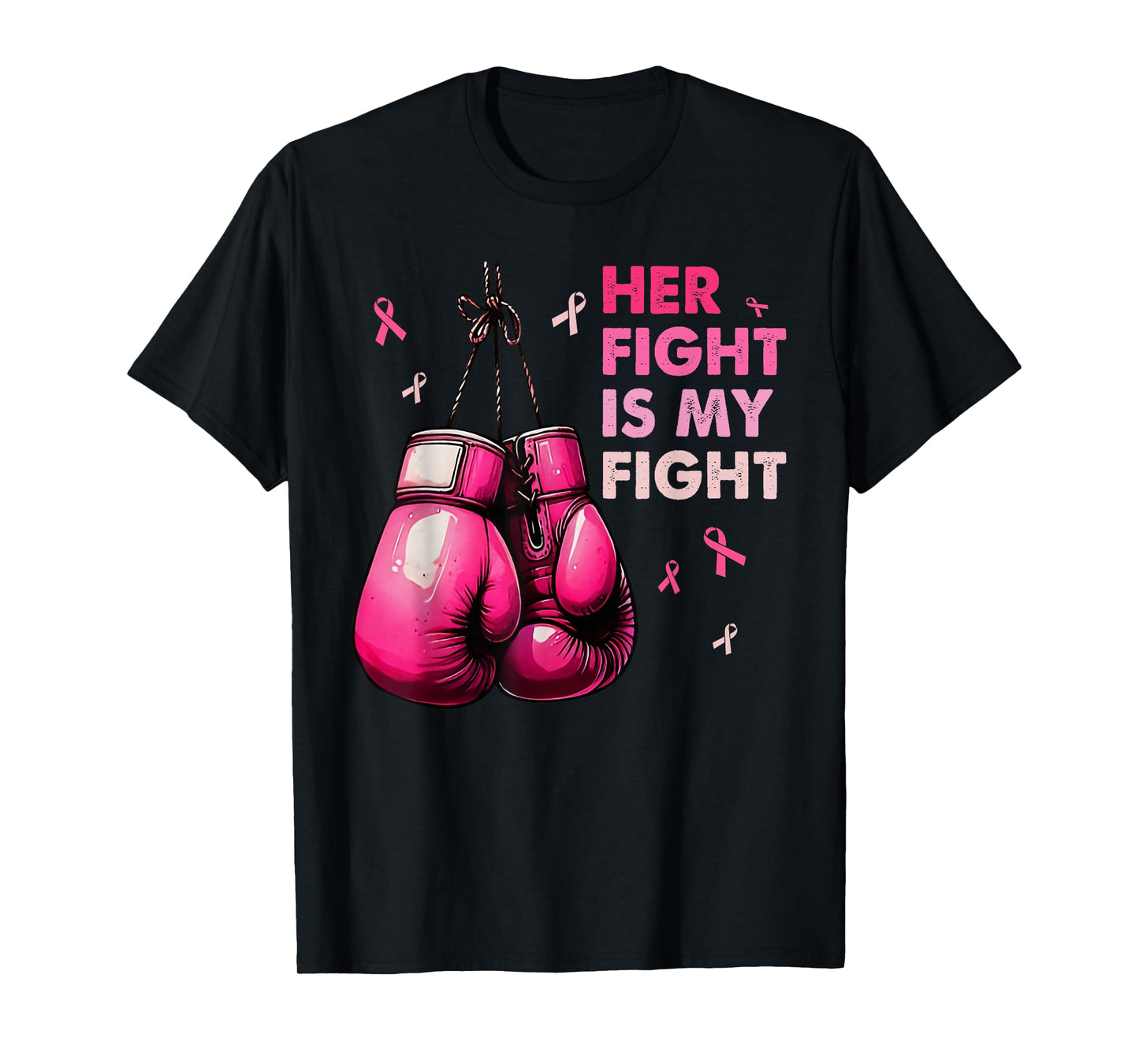 Breast Cancer Awareness Husband Support Squad Boxing Gloves T-Shirt