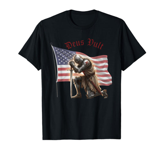 Deus Vult - Christian American USA Templar Knight T-Shirt