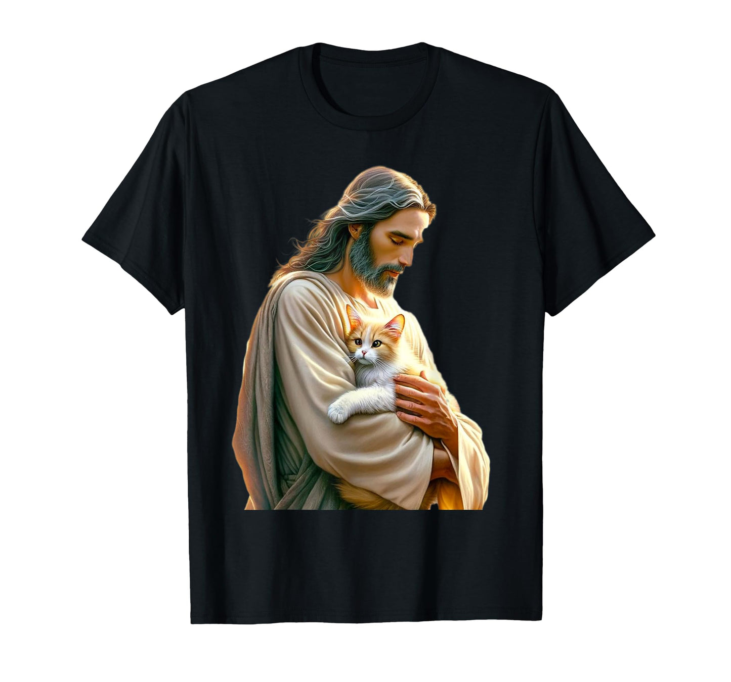 God holding Cat Easter He is Risen Jesus Loves Cats T-Shirt