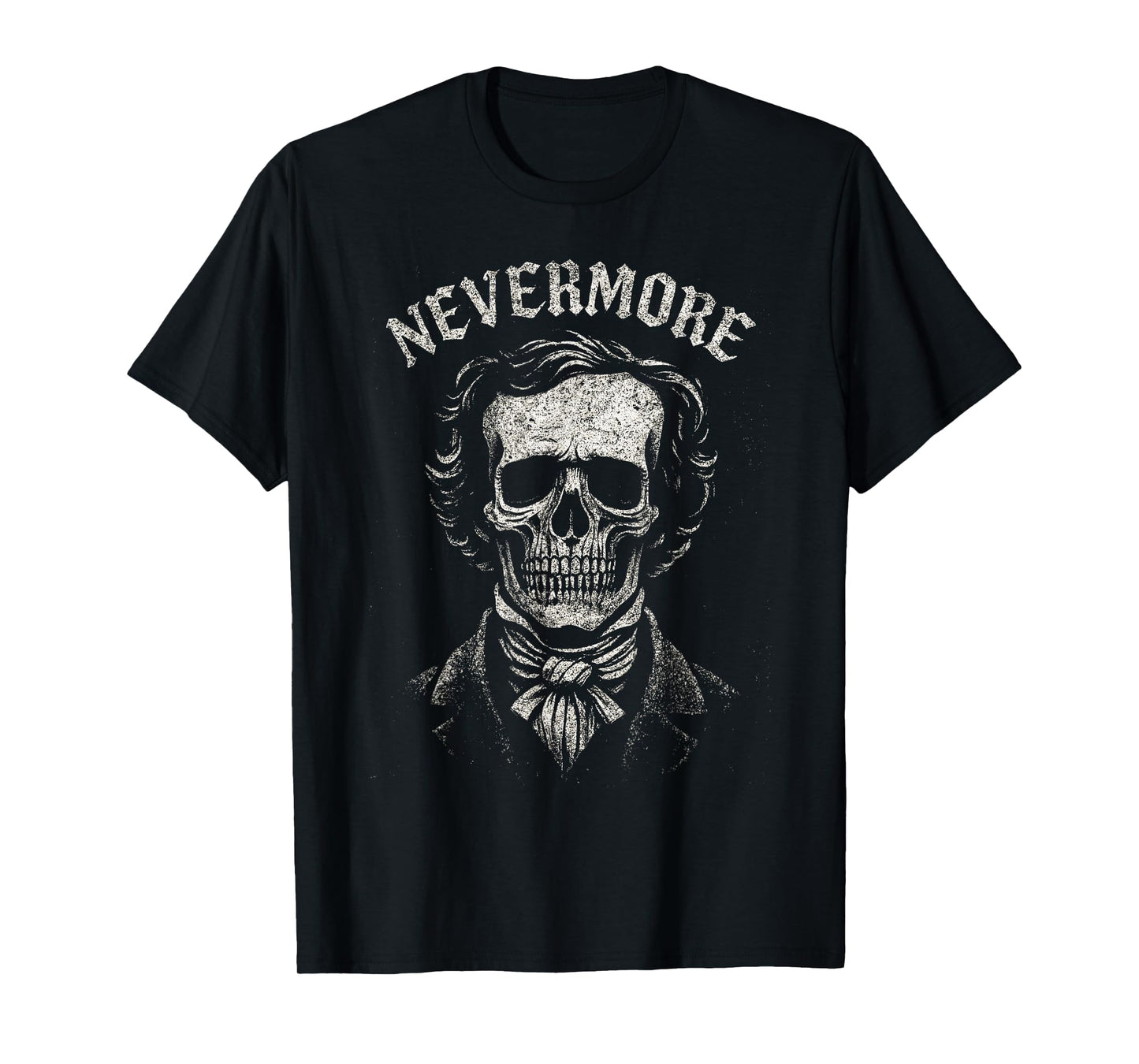 Gothic Edgar Allan Poe Skull Nevermore Quote Art Horror Gift T-Shirt