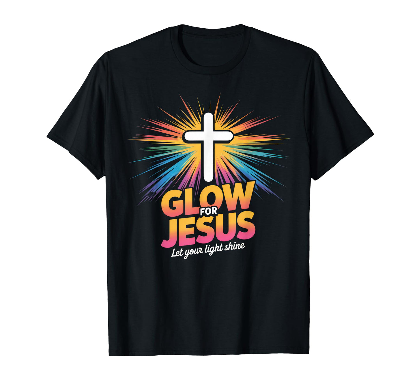 Christian Glow for Jesus Let Your Light Shine Faith Cross T-Shirt
