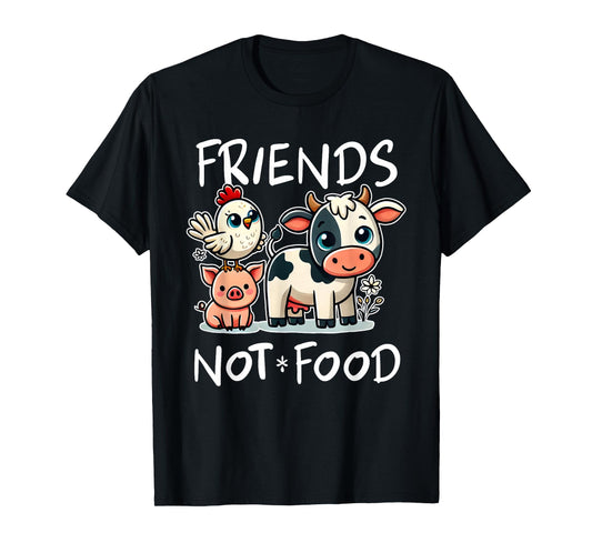 Friends Not Food Funny Vegan Vegetarian Cute Animals Gift T-Shirt
