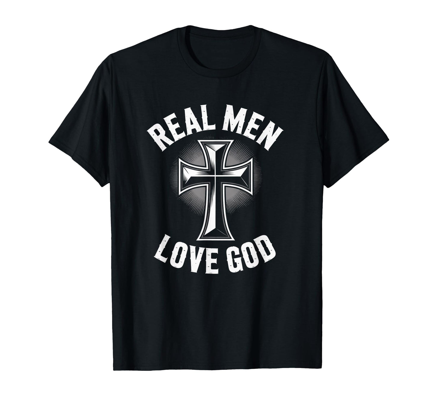 Real Men Love God Retro Christian Cross Matthew 22:37 T-Shirt