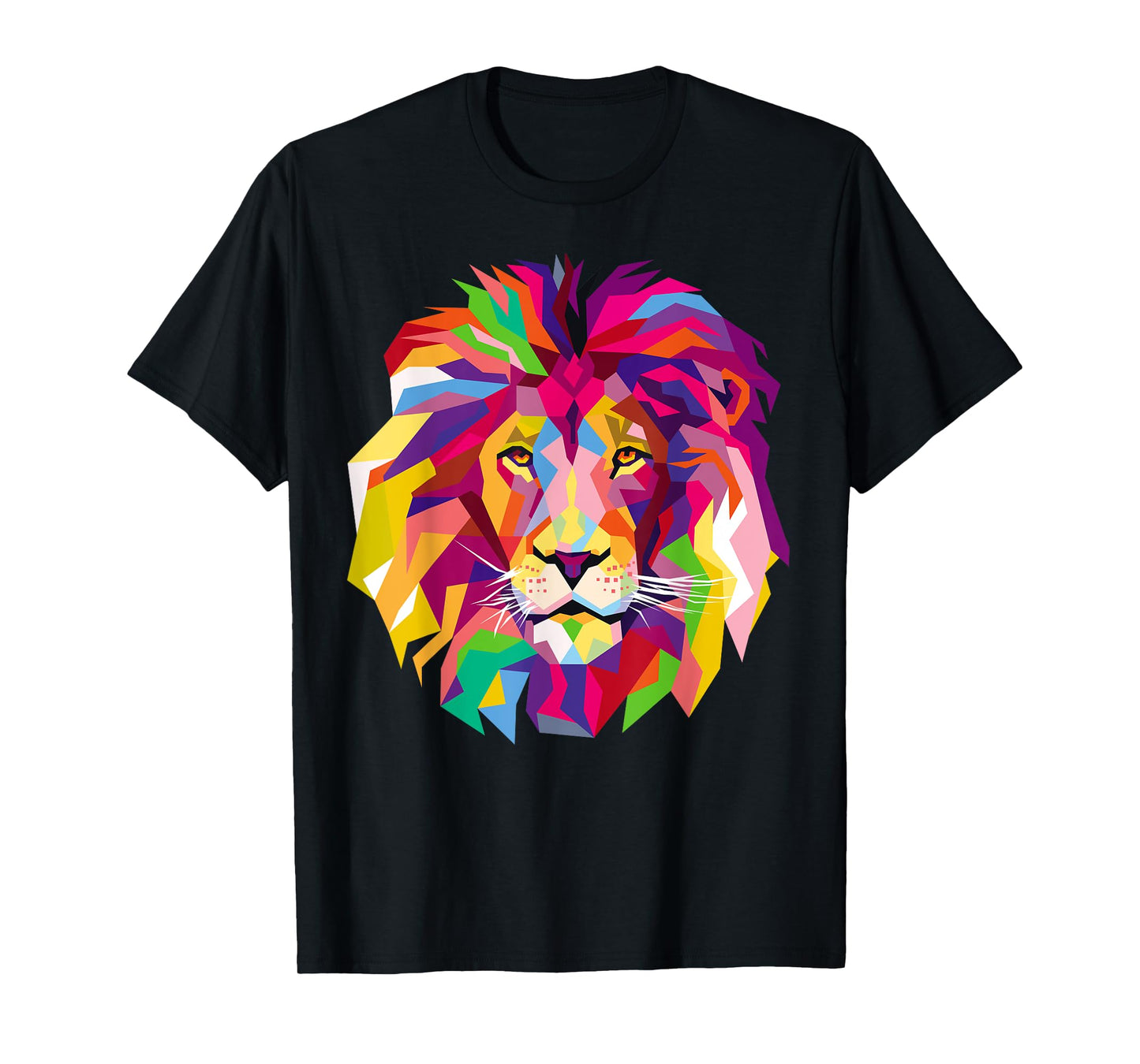 Elegant, Cool Lion Head with Bright Colorful T-Shirt