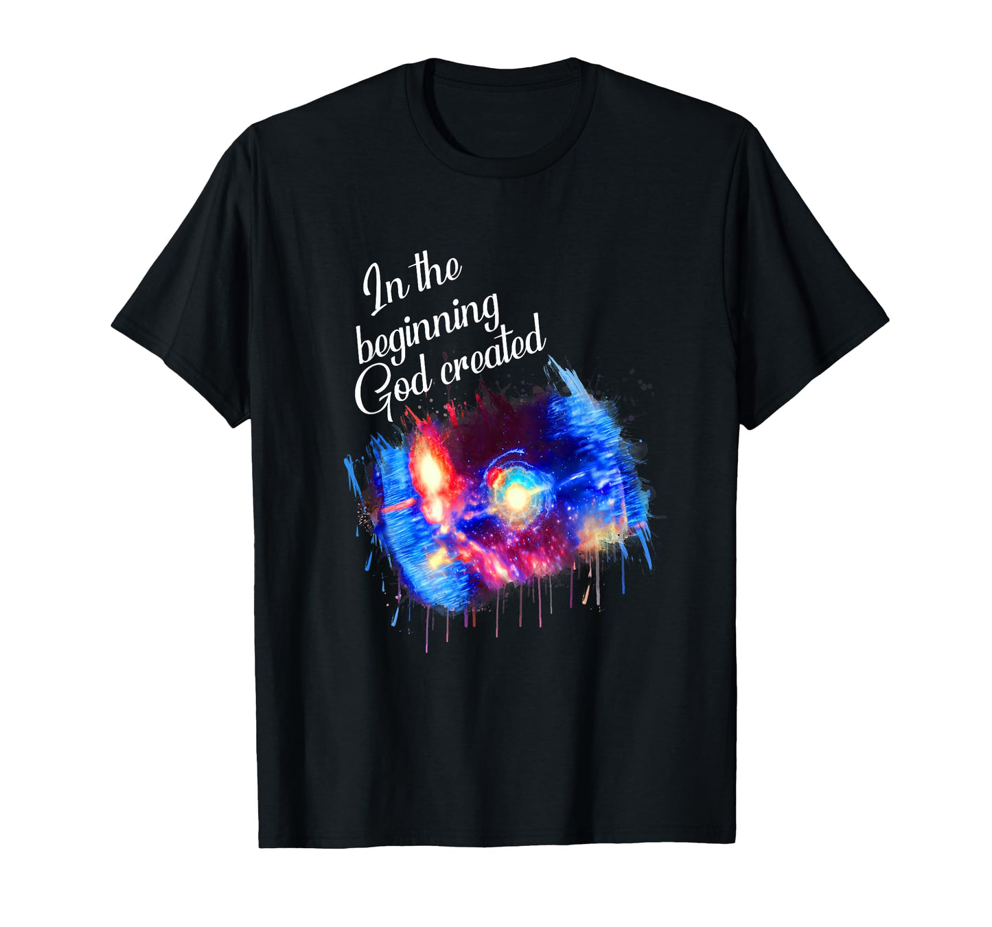 Galaxy Space Spark In the Beginning God Created Christian T-Shirt