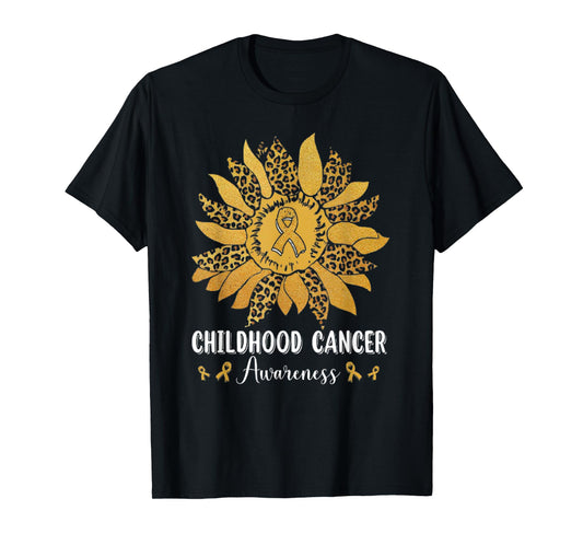 Gold Ribbon Childhood Cancer Awareness Girls Kids Women T-Shirt