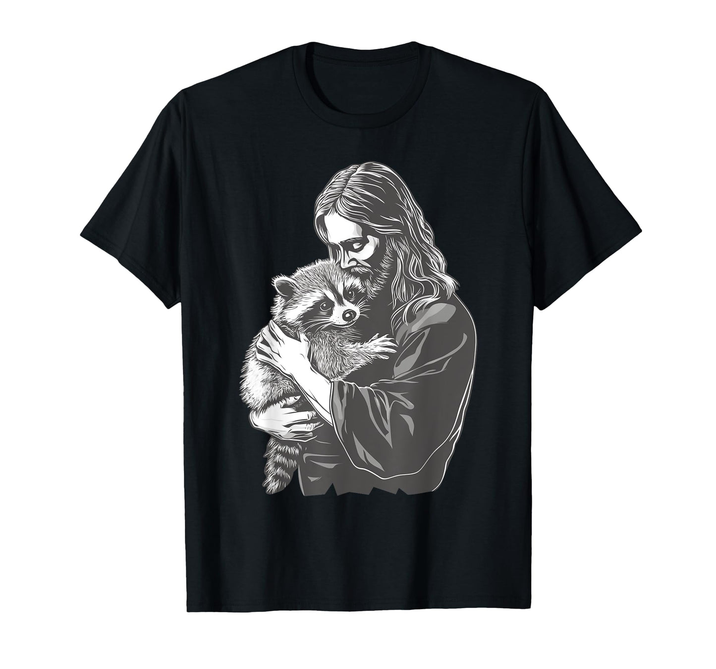 Racoon Lover Trash Panda Christian Jesus Holding A Raccoon T-Shirt