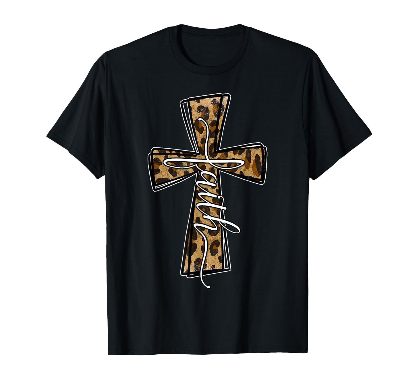 Love In Faith Tees For Christian Leopard Cross Cheetah Print T-Shirt
