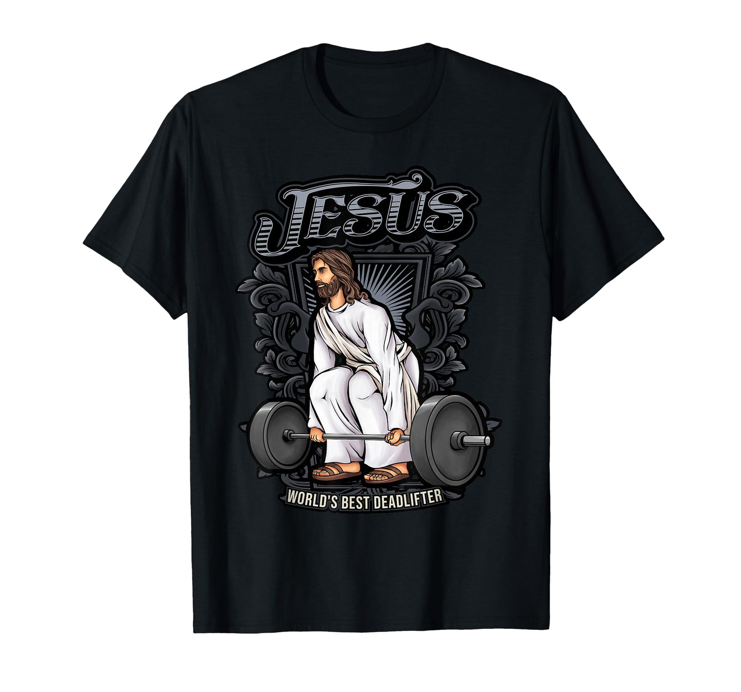 Christian Gifts by Alexis Mae Funny Jesus Weight Lifting Graphic Christian Pun Gym Gag T-Shirt