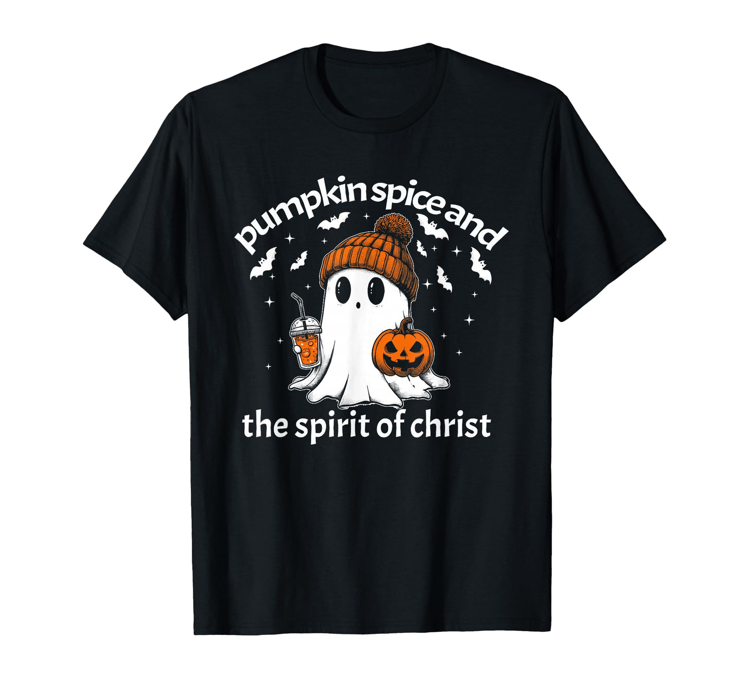 Pumpkin Spice and The Spirit of Christ Funny Ghost Halloween T-Shirt