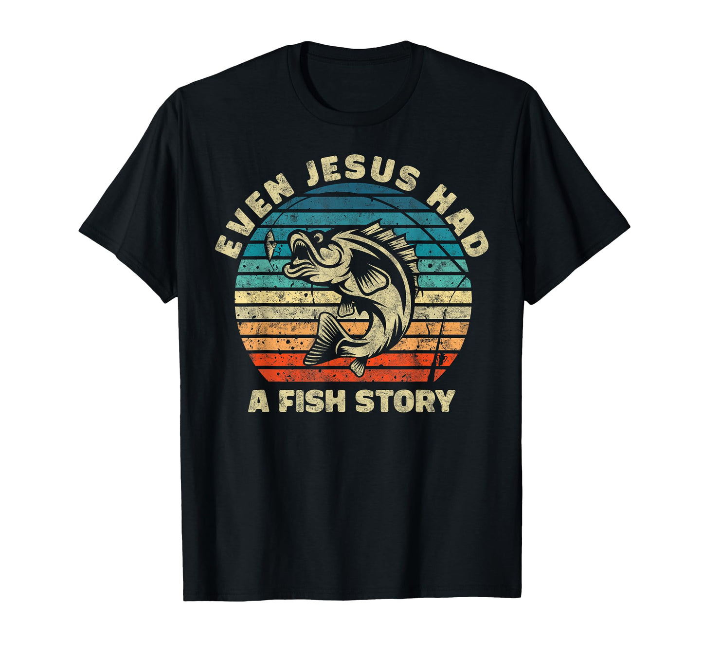 Even Jesus Has a Fish Story Christian Fisherman Funny Retro T-Shirt