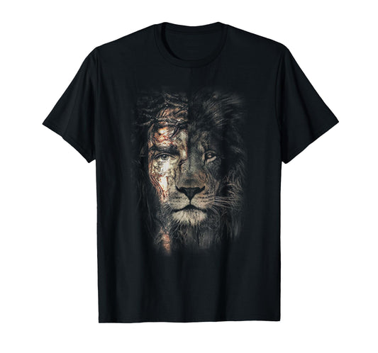 Jesus Lion Christian Cross Religion Lover T-Shirt