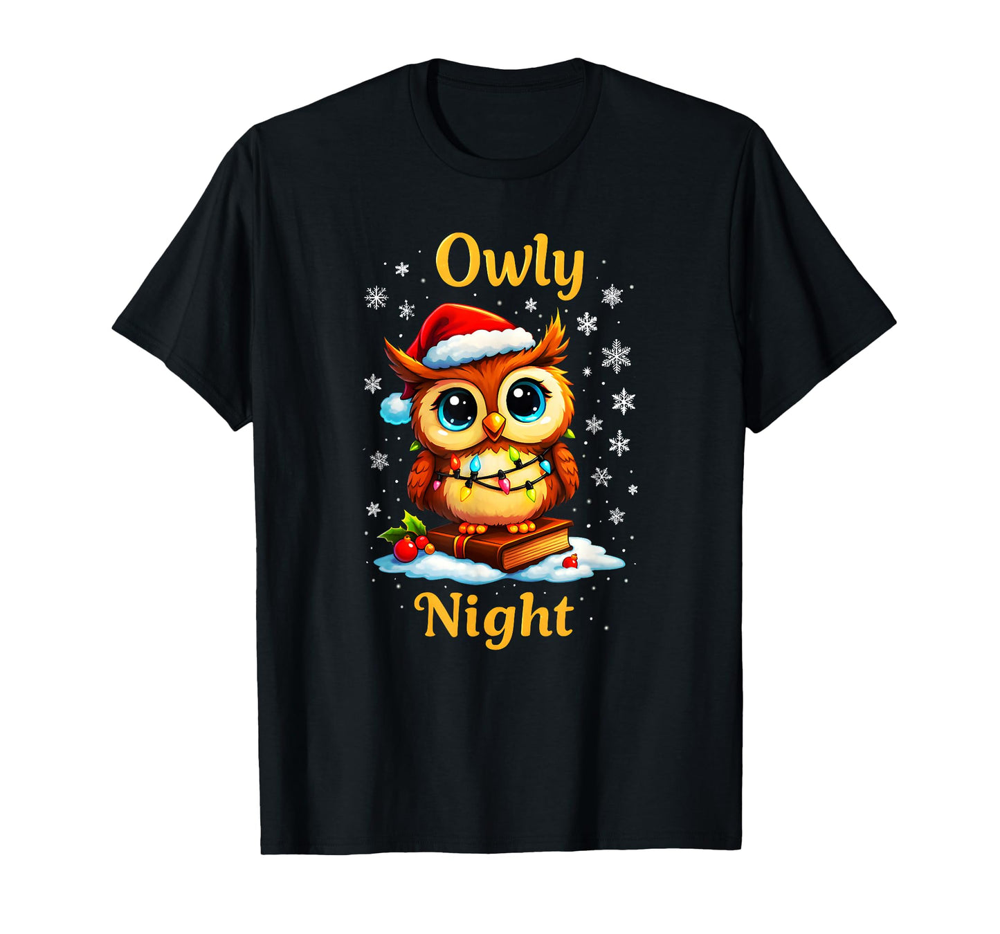 Owly Night Christmas Owl Snowflakes Bible Christian Religion T-Shirt