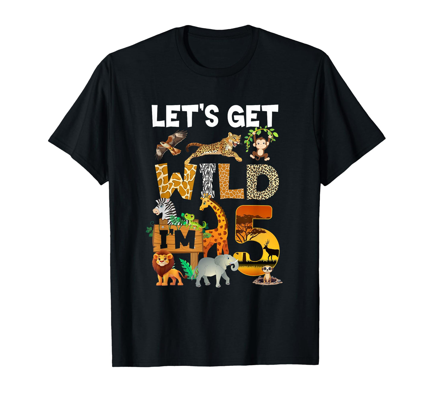 5 Year Old Zoo Birthday Safari Jungle Animal 5Th Bday T-Shirt