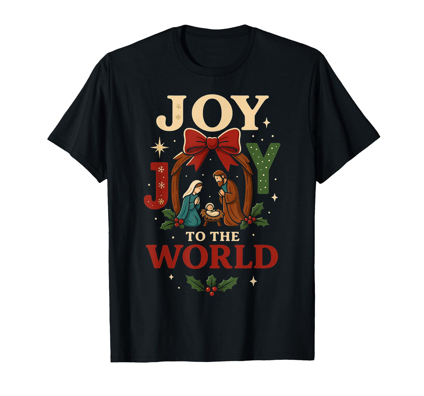 Faithful Christmas Joy to The World Nativity Scene T-Shirt