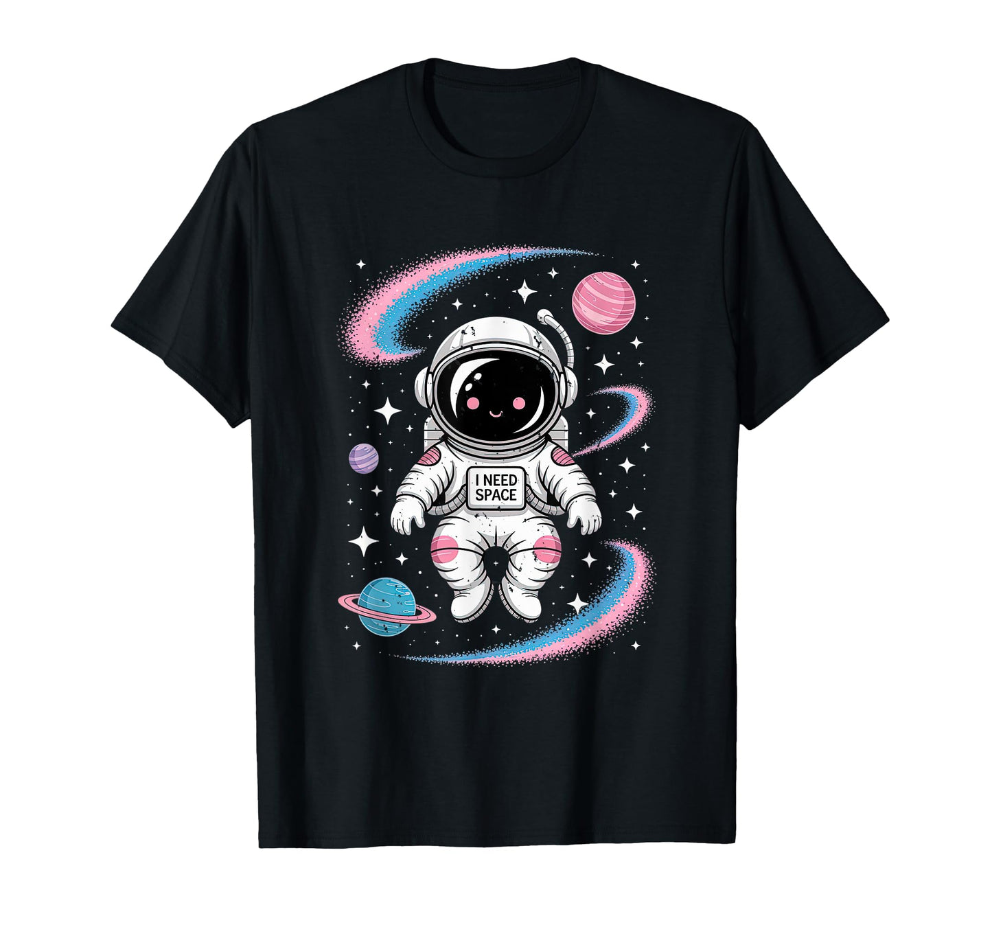 i need space cute astronaut floating with stars and planet T-Shirt