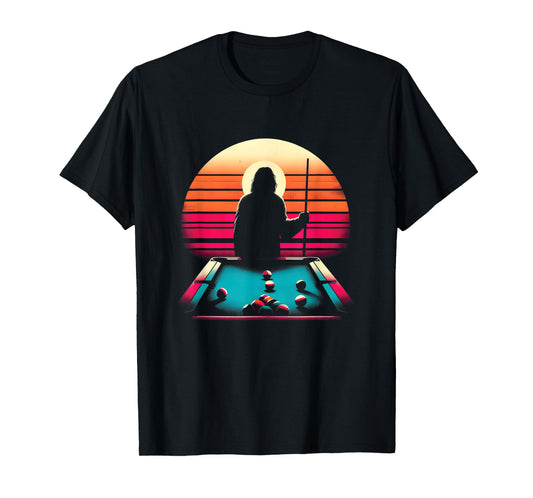 Jesus Playing Pool Billiard - Funny Christian Religious T-Shirt