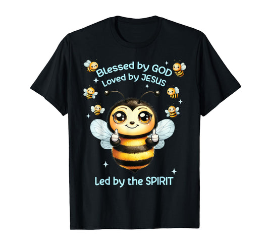 Christian Kids Blessed by God Loved by Jesus Bee Cute T-Shirt