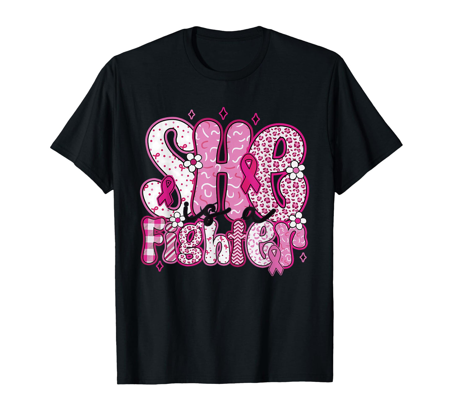 She is A Fighter Breast Cancer Wear Pink Warrior Christian T-Shirt