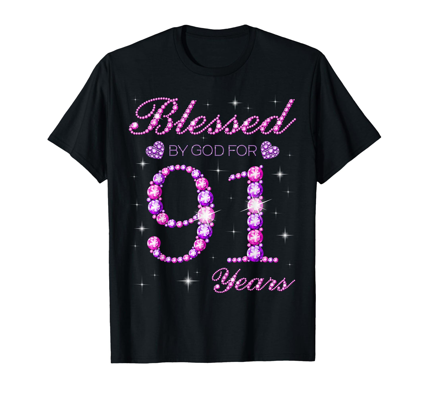 Blessed by God for 91 Years Old 91st Birthday Party T-Shirt