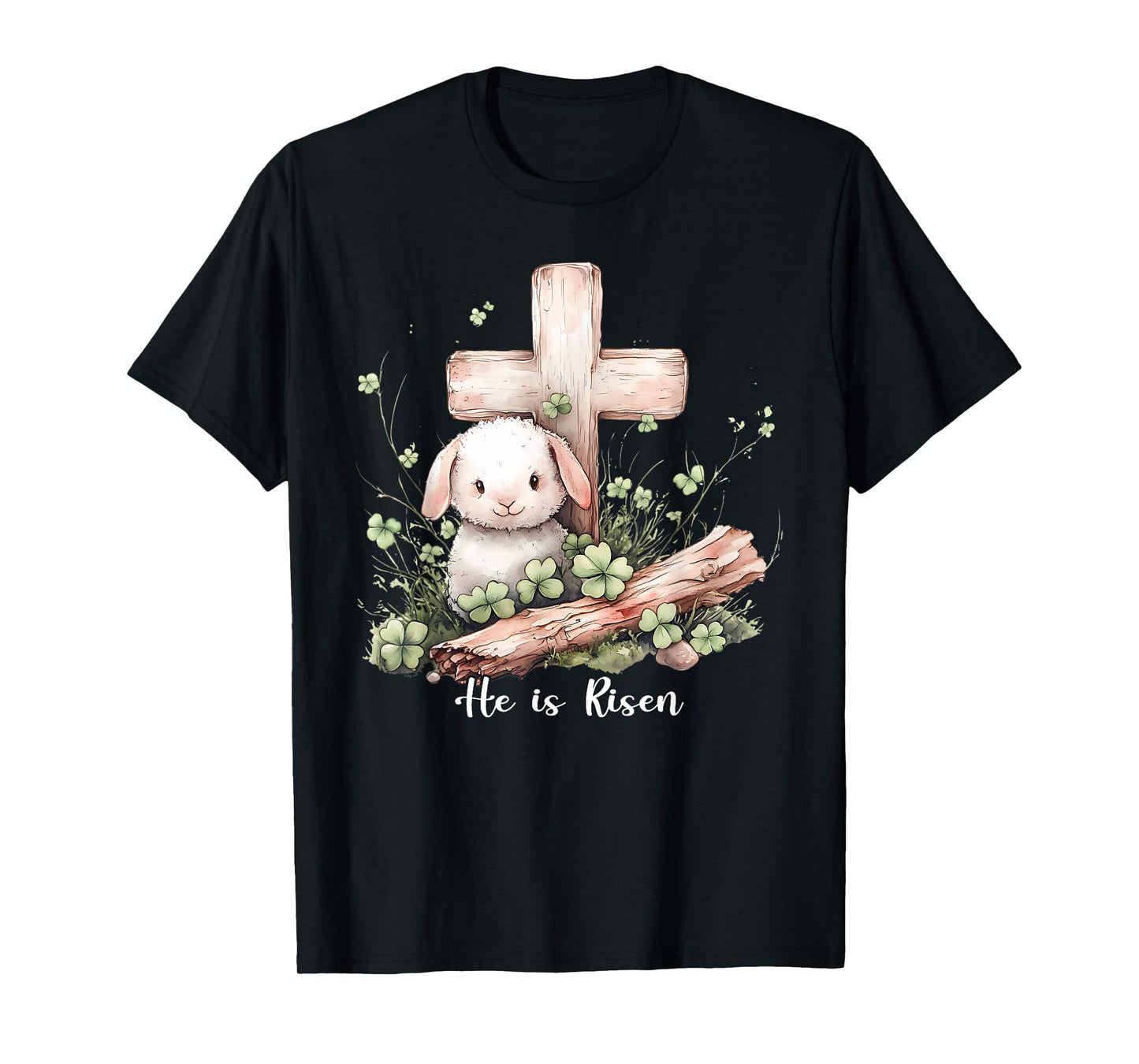 Jesus He Is Risen Cross Lamb Thorn Crown Easter T-Shirt