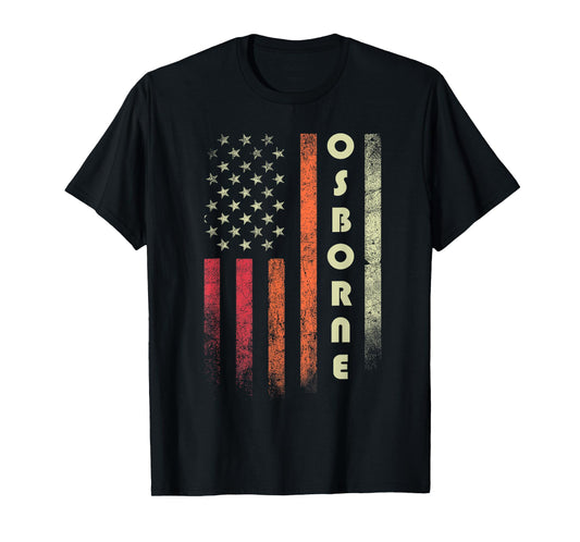 OSBORNE Surname Funny Retro Vintage Birthday American Flag T-Shirt
