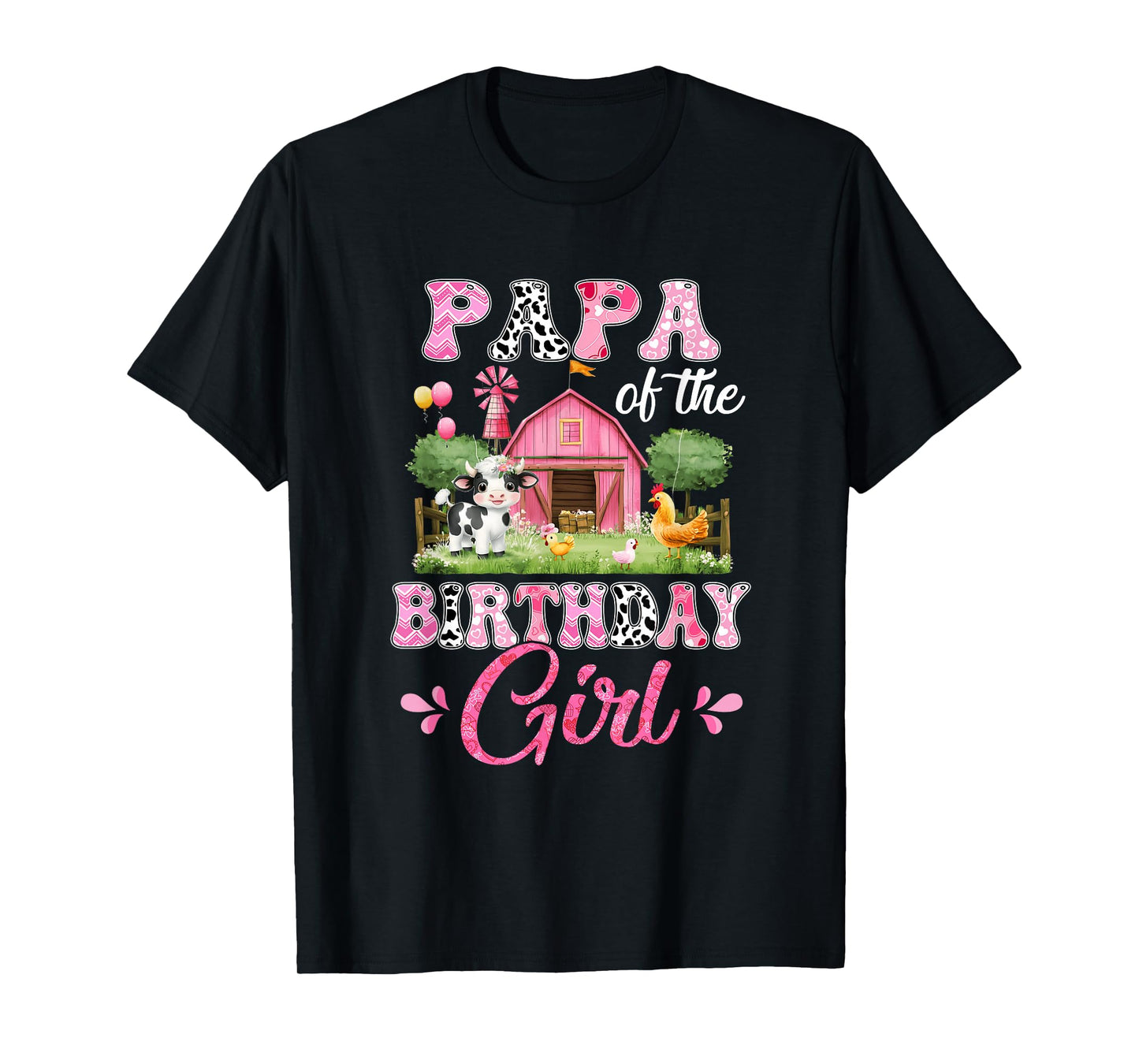 Papa Of The Birthday Girl 1St Birthday Cow Farm Family T-Shirt
