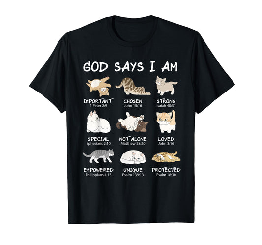 Funny Cat Girls Teens Kids God Says I Am Christian Cat Lover T-Shirt