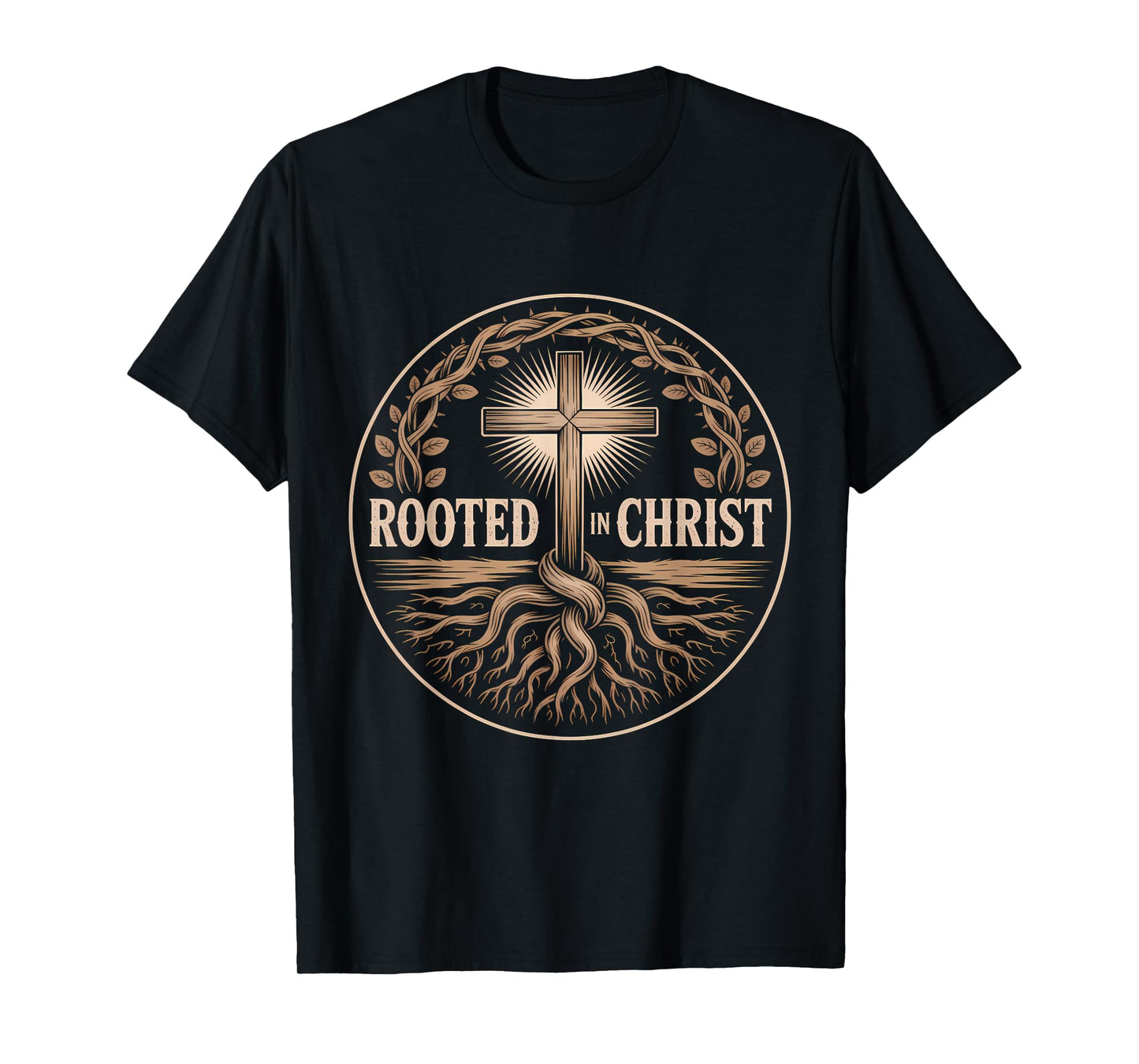 Rooted in Christ Christian Faith Jesus Cross T-Shirt