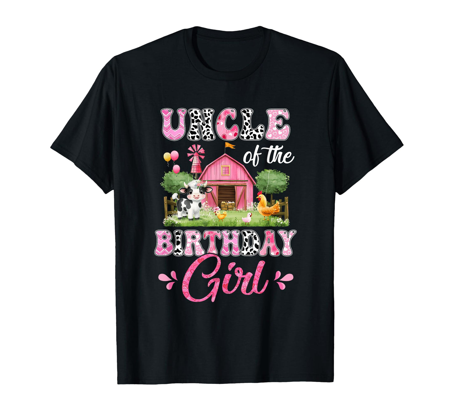 Uncle Of The Birthday Girl 1St Birthday Cow Farm Family T-Shirt