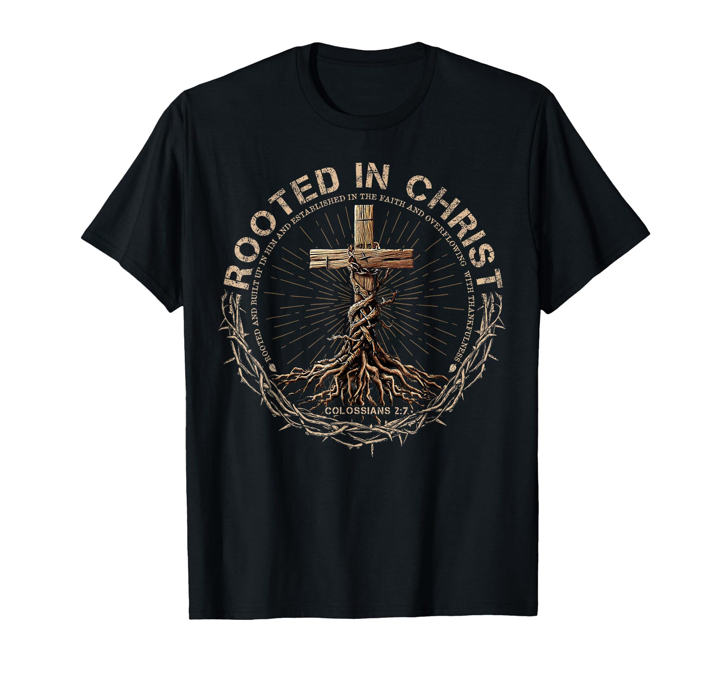 Rooted in Christ Retro Bible Jesus Christian Cross T-Shirt