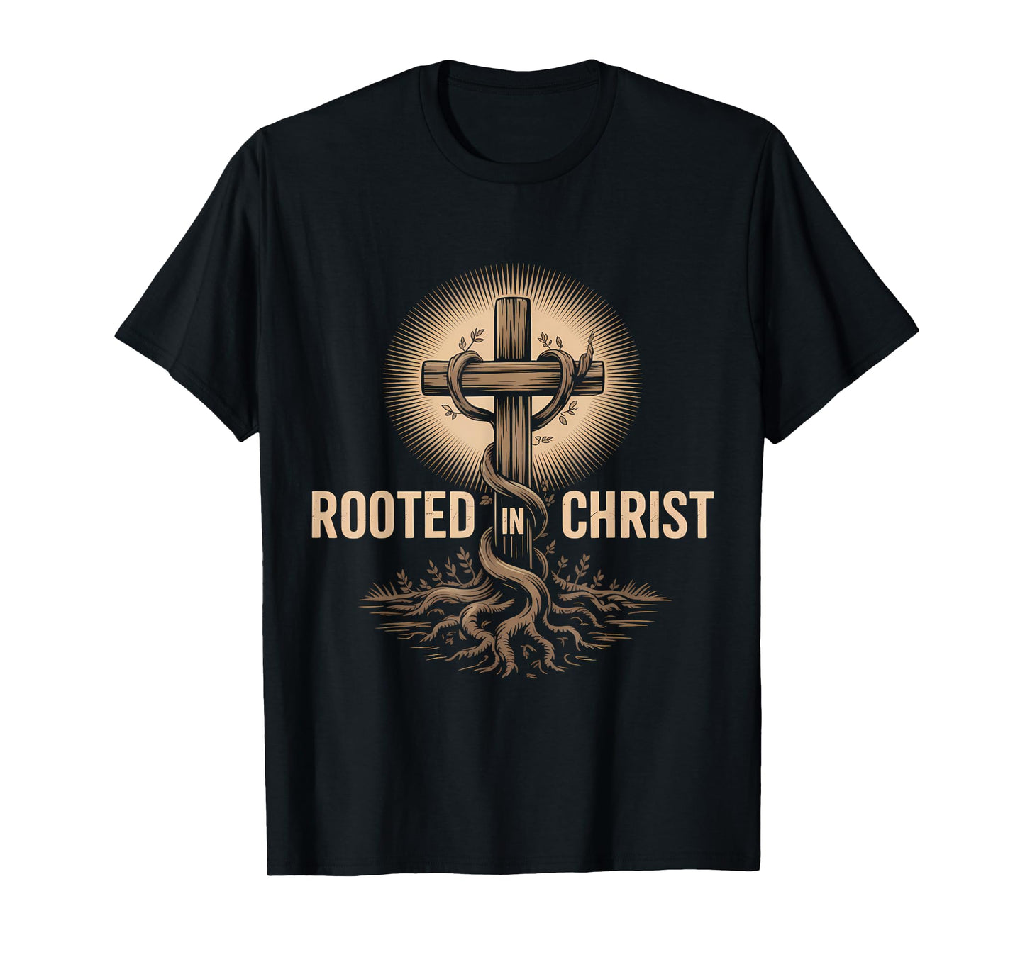 Rooted in Christ Christian Faith Jesus Cross T-Shirt